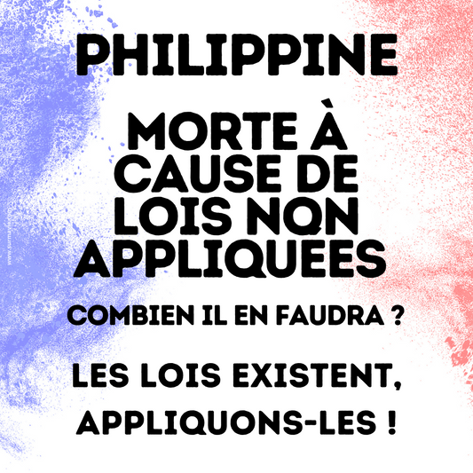 "Philippine, morte à cause de lois non appliquées, combien il en faudra ? Les lois existent, appliquons-les" - Lot de stickers