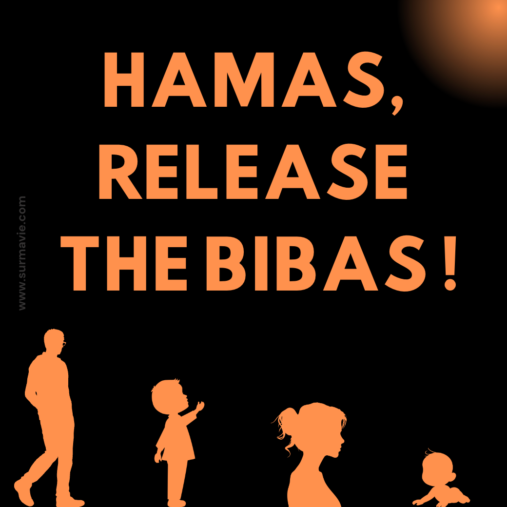 "Hamas, release the Bibas" - Set of stickers (EN)